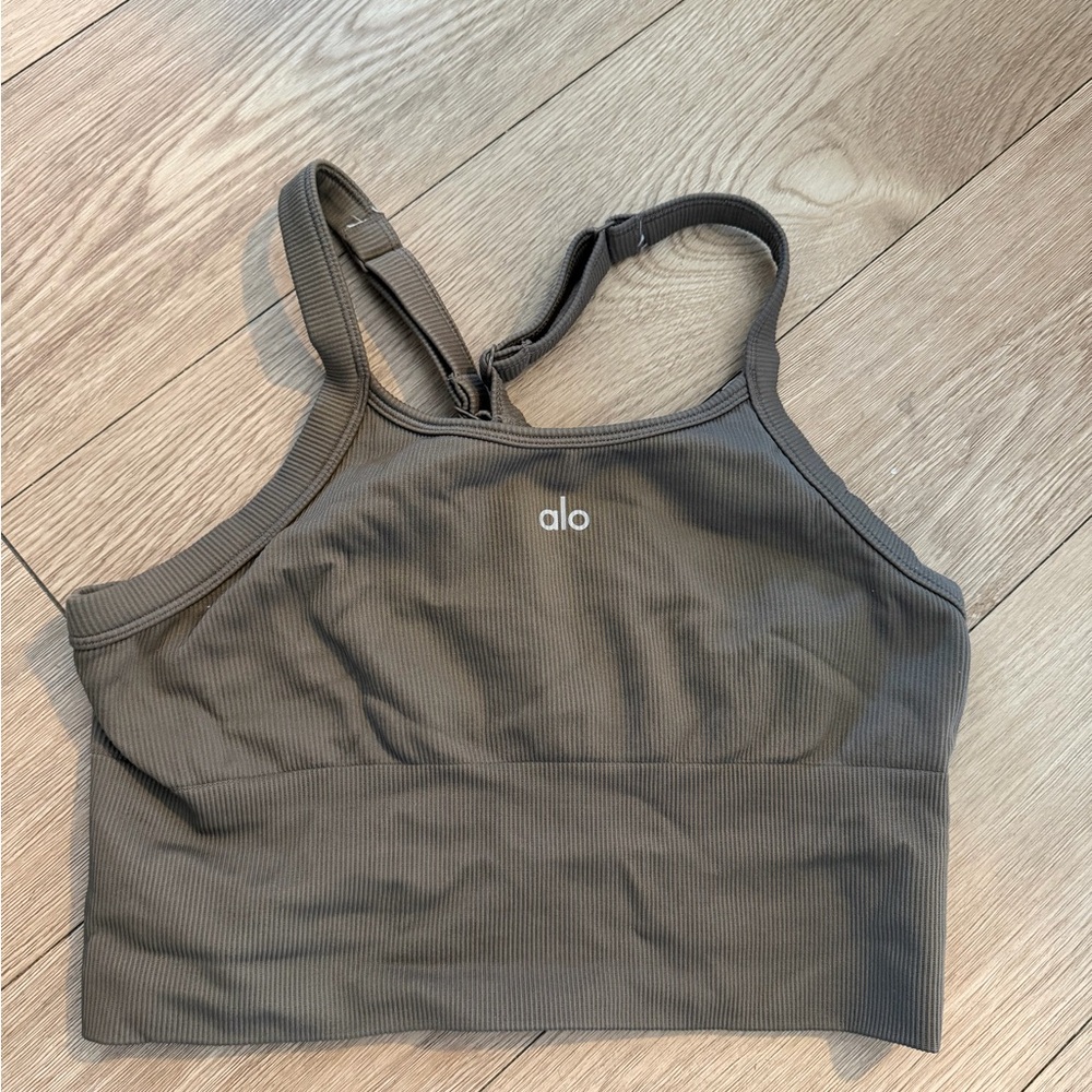 ALO stone color workout bra top new worn once size Medium